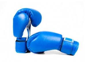 Blue boxing gloves isolated on white background