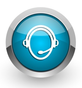 customer service blue glossy web icon