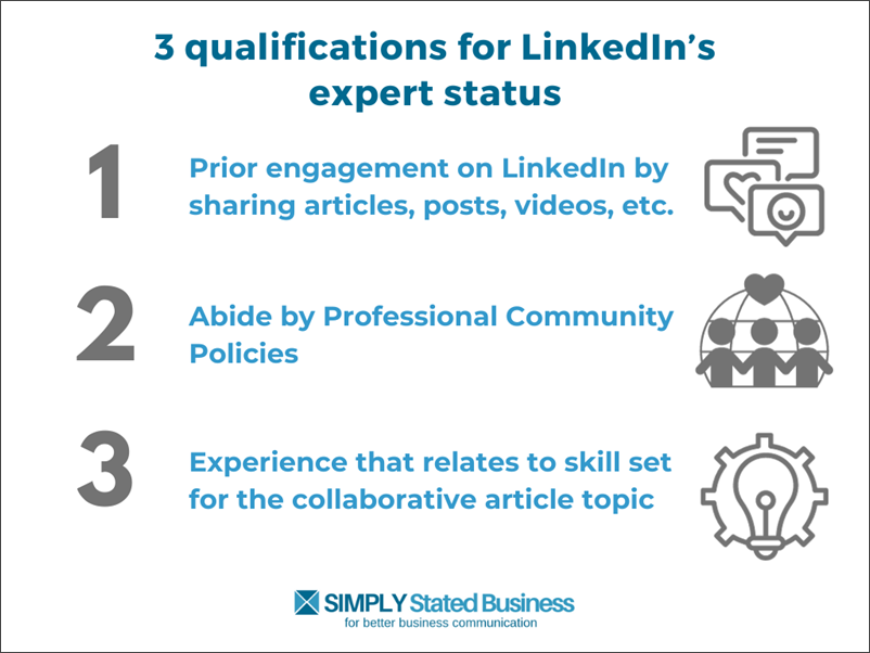 Qualifications for collaborative article expert